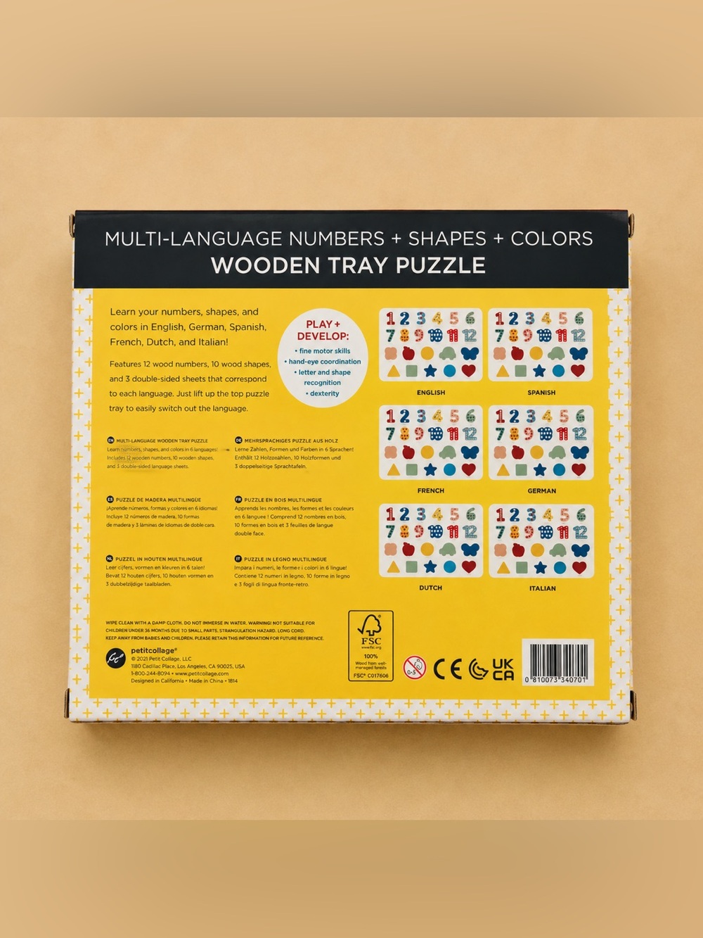NWT PETIT COLLAGE
Wooden Tray Puzzle: Numbers, Shapes & Colors - Picture 7 of 11